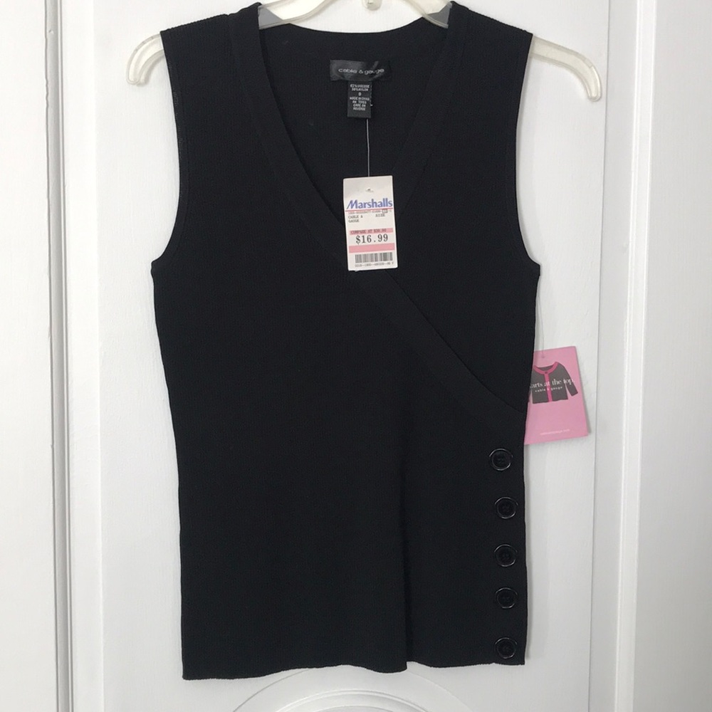 Cable and Gauge Ribbed Black Tank